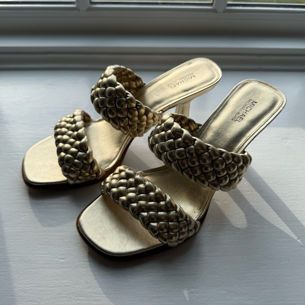 Michael Kors Metallic Gold Braided Heels